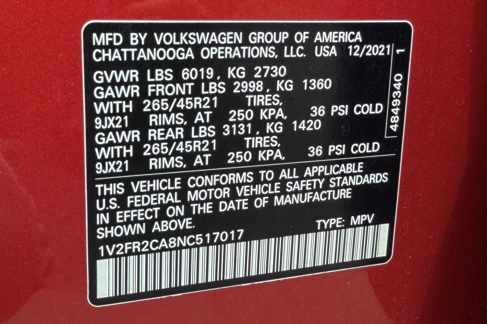 2022 Volkswagen Atlas 3.6L V6 SEL Premium R-Line