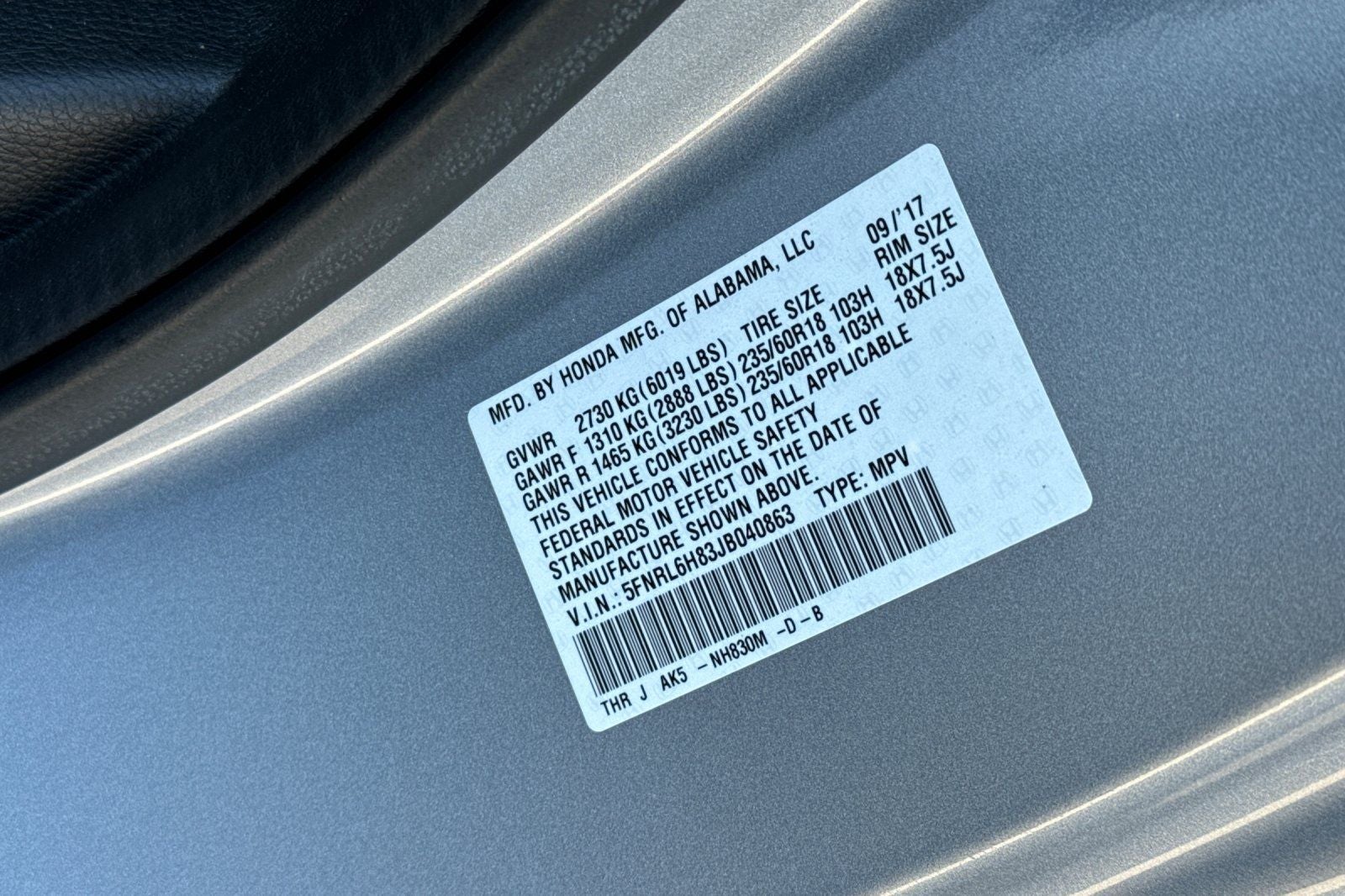 2018 Honda Odyssey Touring