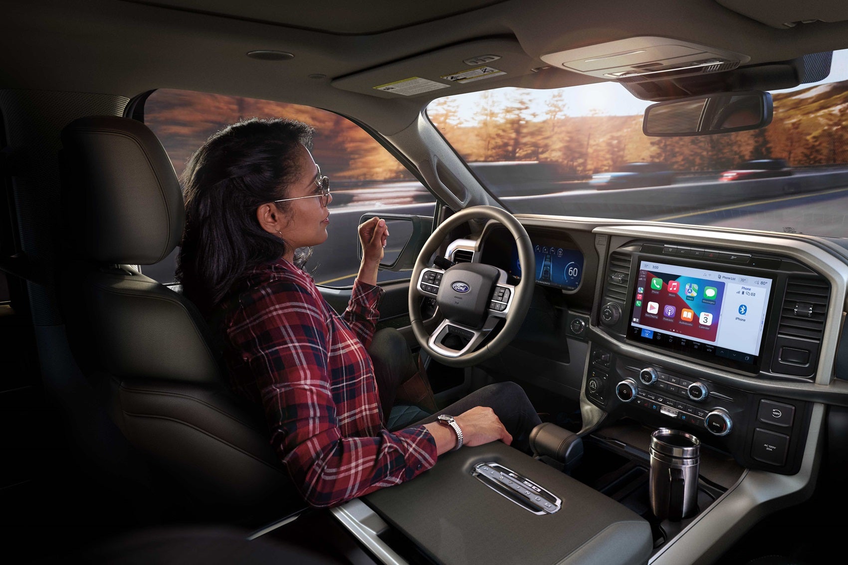 Interior of a New Ford F-150 Platinum